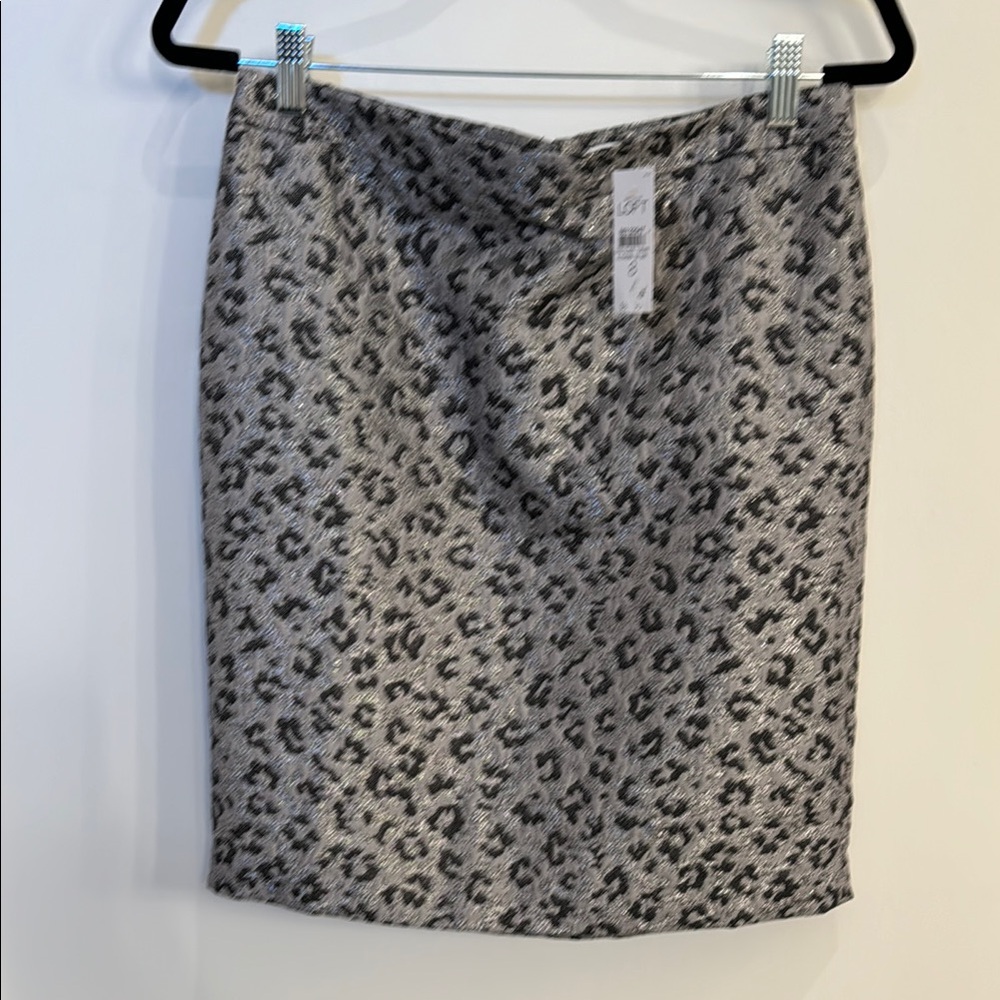 Metallic  Leopard Print Grey Skirt